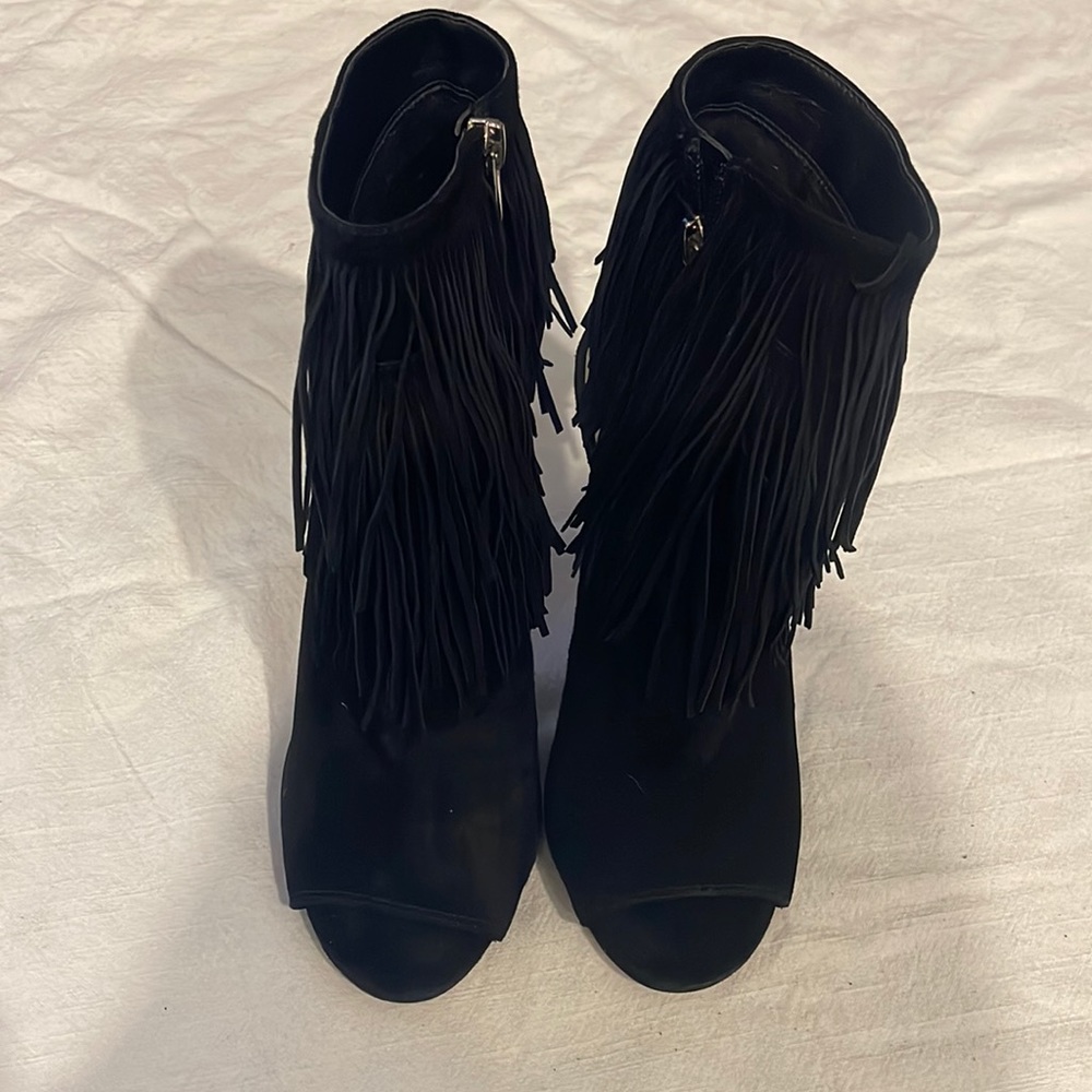 Sam Edelman Fringe Peep Toe Booties size 7 Preowned